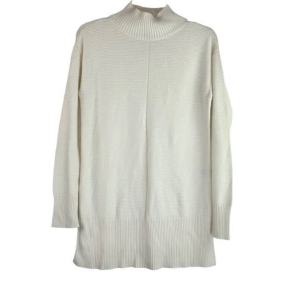 Talbots White Knit Pullover Mockneck Sweater